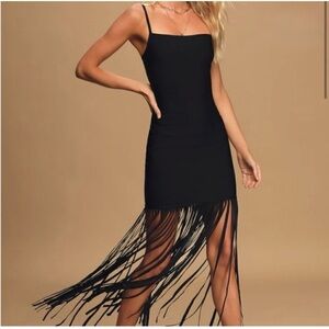 Elegant Black Fringe Dress